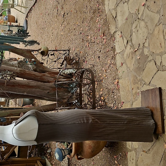 Zara Maxi Khaki Green Ribbed Snug Body Con Stretchy Dress Size Medium - Picture 4 of 8